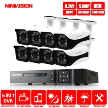 HD 5MP H.265 видео наблюдение 8 камера s камера безопасности набор для видеонаблюдения в помещении и на открытом воздухе система безопасности AHD камера DVR P2P