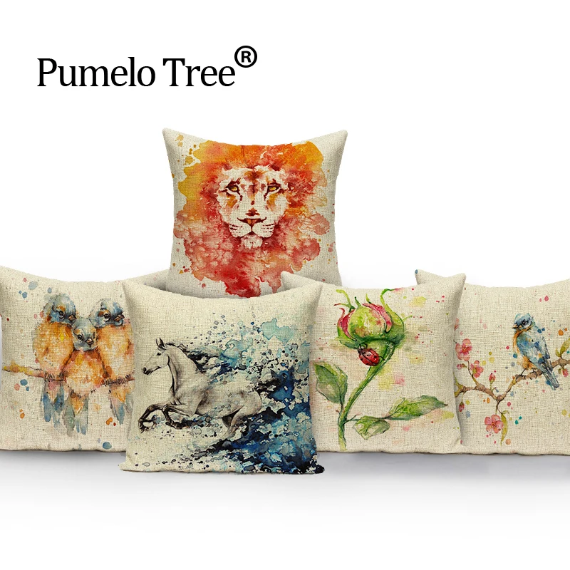 

Animal Oil painting cushion colorful Sofa Seat Luxury throw pillows cute owl decorative cushion covers Custom cover cushion
