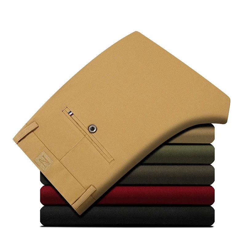 

2018 men's cotton elastic casual pants men solid color high-quality business trousers male four seasons casual pants