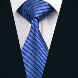 Dh-230 Для мужчин s Шелковый Галстук голубой полосой галстук шелк жаккард Галстуки для Для мужчин Бизнес Свадебная нарядная одежда