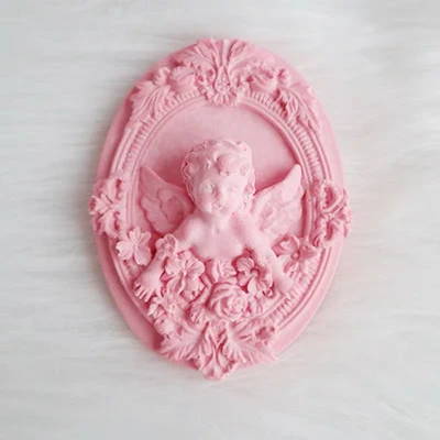 Vintage Embossed Rose Angel Silicone Mold Essential Oil Extended Aroma Gypsum Frame Angel Cupid Soap Cement Concrete Decor mold - Цвет: A-mold