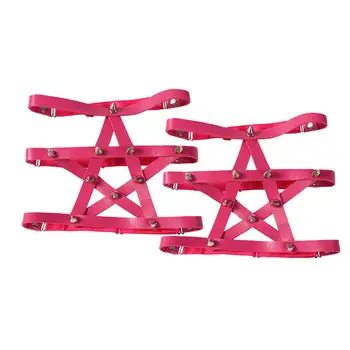 

Pentagram Garter Belt Leather Stockings Women Strap Body Caged Sexy Adjust Goth Punk Party Dance Summer Hot Pink Harness Leg
