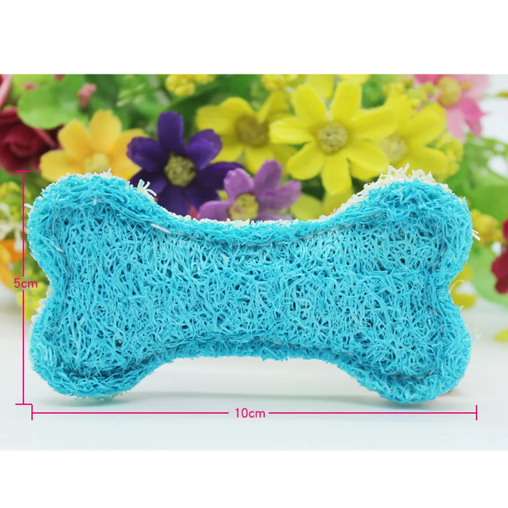 Dog Chew Toys Bone Shape Natural Loofah Pet Toy Clean Teeth Bite Chew