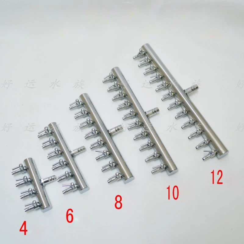 Aquarium Fish Tank Air Distributor 4 6 8 10 12 Way Outlets Metal Air Divider Oxygen Splitter