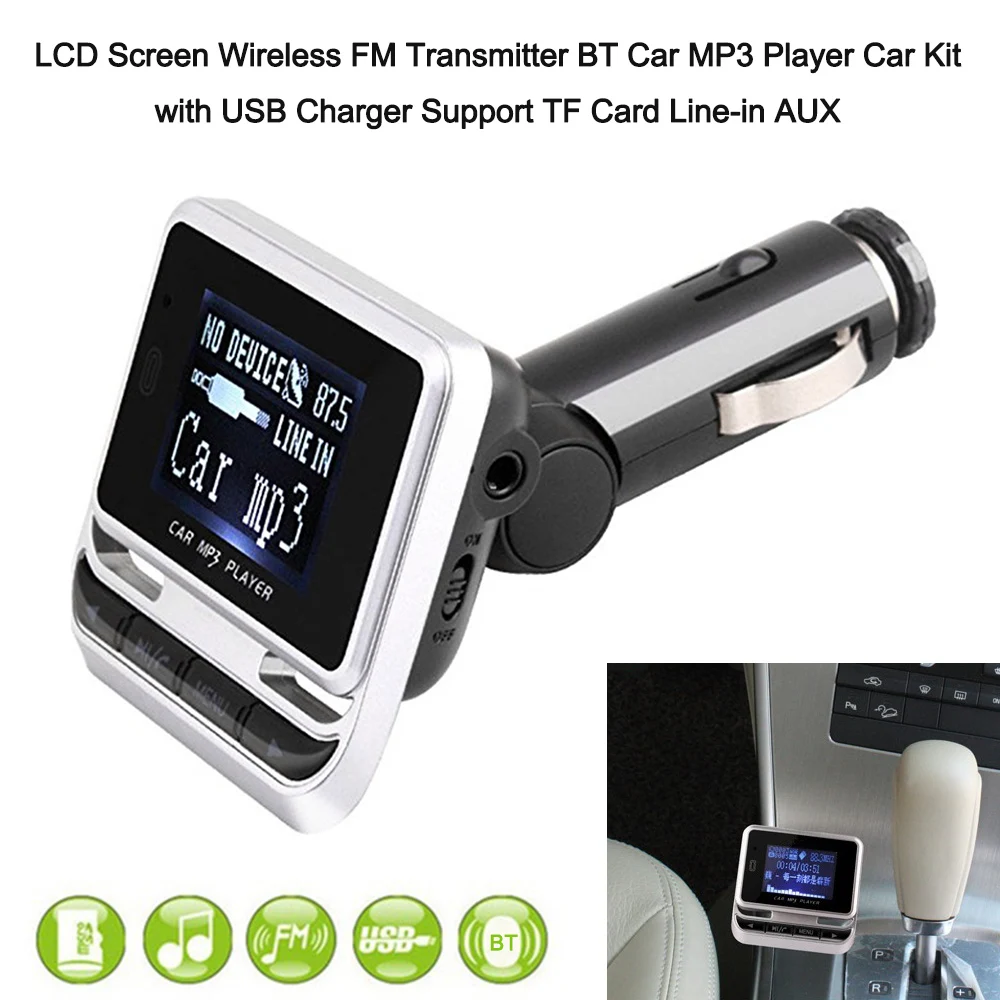 Bt Wireless Car Kit Lcd Aux Fm Transmitter Mp3 Player Adapter Usb Charger Portable Audio Transmitters Portable Audio Accessories Bt Wireless Car Kit Lcd Aux Fm Transmitter Mp3 Player Adapter Usb Charger Portable Audio Transmitters Portable Audio Accessories