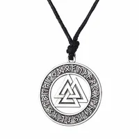 Lemegeton Valknut Odin 's Symbol of Norse Viking Warrior Amulet  Pendant Rope Chain Necklaces Men