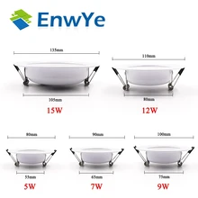 EnwYe LED Downlight tavan 5W 7W 9W 12W 15W sıcak beyaz/soğuk beyaz led ışık AC 220V 230V 240V