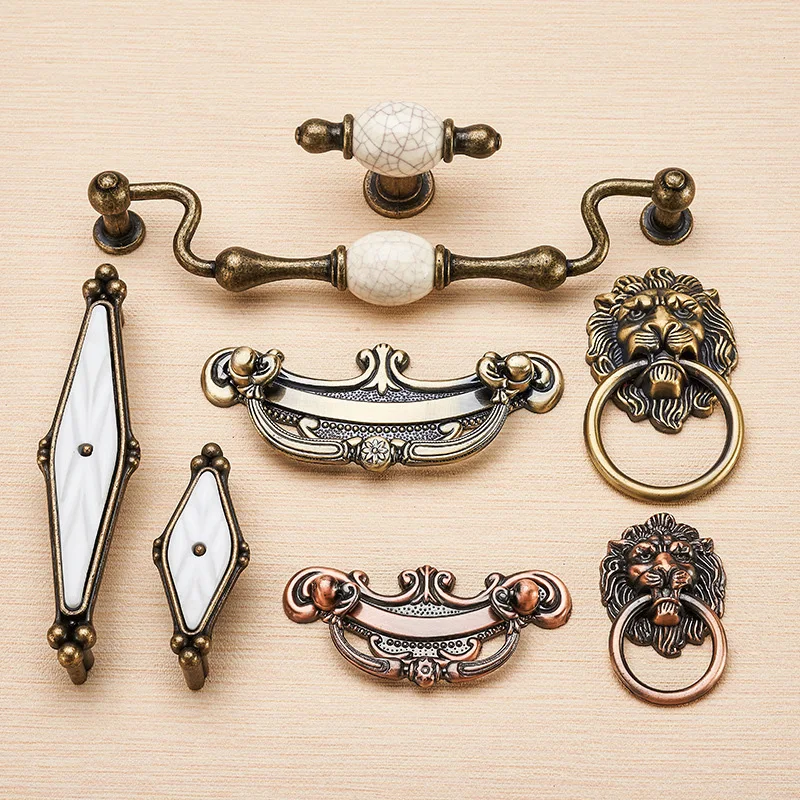 Antique Kitchen Furniture Cabinet Handle Zinc Alloy Ceramic Wardrobe Door Bedside Cabinet Pull Single Hole Drawer Locker Knob