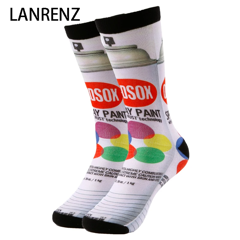 2018 spray paint cans Men and women fashion Funny socks 3d printed