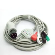 Универсальный AAMI, 6pins, цельный 5 ЭКГ кабель монитора защелки из-за цветопередачи монитора Mindray PM7000/8000/9000 ана-кислоты. Чехол из ТПУ