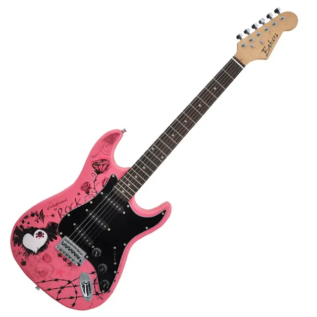 Cheap 2016 New High Qualtiy ST Electric Guitar girls Pink Color sticker Rosewood Fingerboard Musical Instrument Custom Shop  