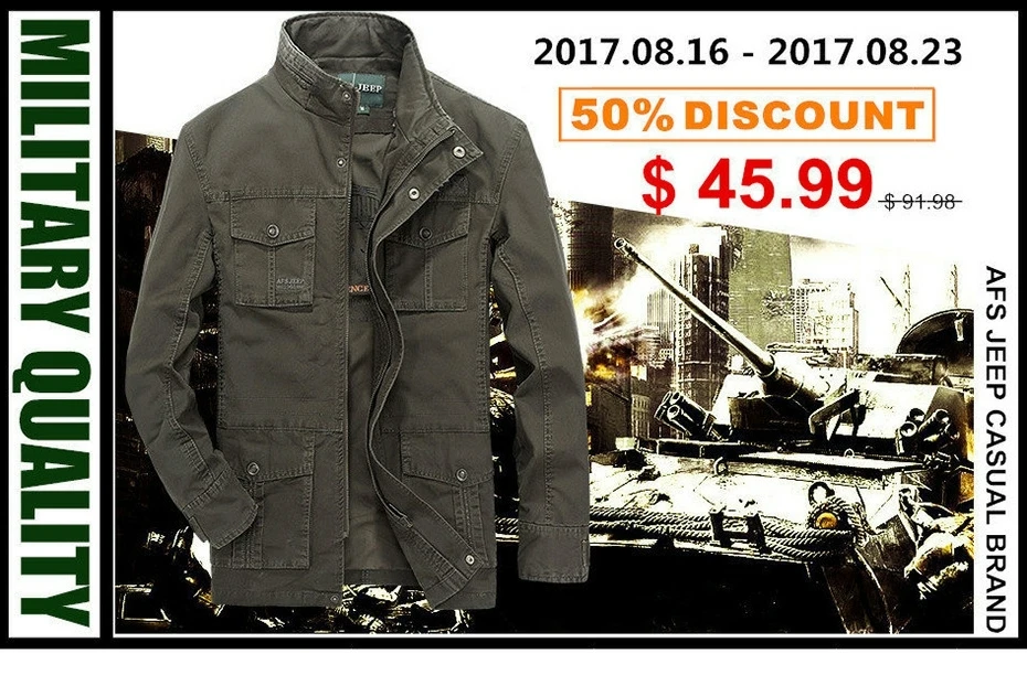 AFS JEEP, Мужская Весенняя качественная куртка цвета хаки в стиле милитари, Мужская Осенняя Повседневная брендовая Черная куртка из чистого хлопка