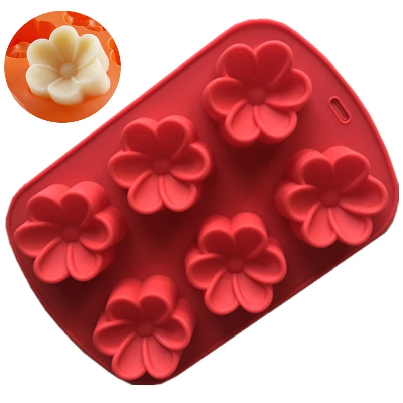 

6 Gardenia Flower Plum Blossom 3D Silicone Cake Mold Manual Soap Mold Easy Remove Heat DIY Baking Tools 3D Irregular Shape KK03