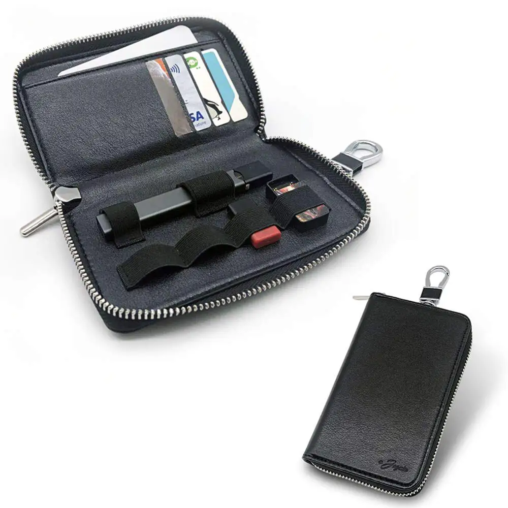 

SHIODOKI Juul or myblu Case Bag PU Leather Portable Holster Carrying Case Wallet Compatible with The JUUL-Black