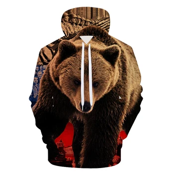 

2019-2025 3d Printing Mens Hoodies and Sweatshirts Men Hooded Russian bear Print Clothing Pullovers Sudadera Hombre