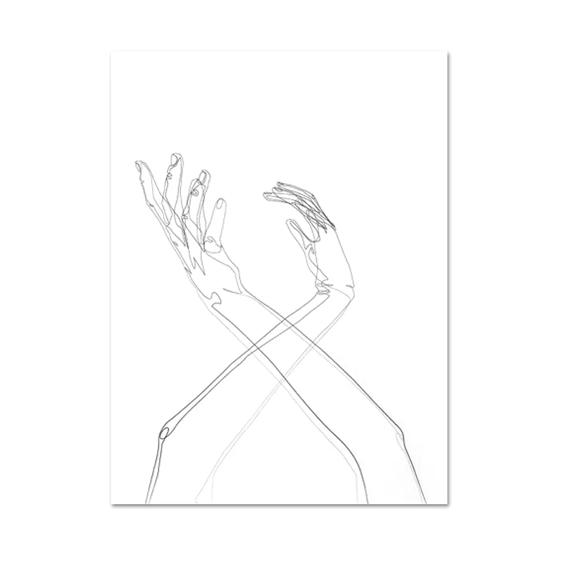 Абстрактная ручная рисовальная линия, Художественная Картина на холсте, пара, держащая руки, эскиз, печать, черно-белая, для спальни, настенное искусство, минималистичный плакат - Цвет: L505-5