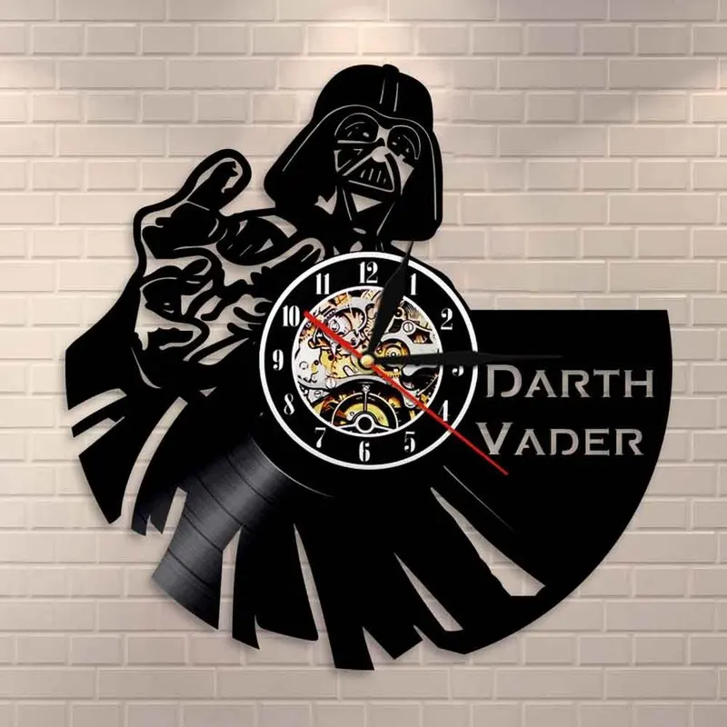 

2018 Sale New Horloge Murale Large Wall Clock Horloge Mural Free Shipping Music Wall Clock Vinyl Retro Nostalgia Darth Vader 1