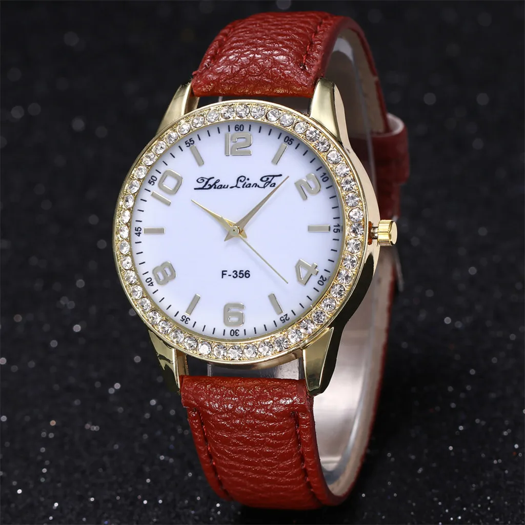 Susenstone Zhou LianFa красивые мужские и женские Простые Модные наручные часы с бриллиантами и кожаным ремешком на День святого Валентина наручные