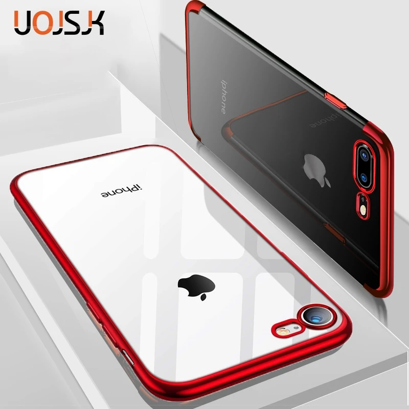 

UOJSJK Phone Case for iPhone XR 8 7 Plus 6 s 6s Silicone Soft Coque Luxury Clear TPU Full Cover for iPhone 8 Plus X Xs Max Case