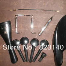 1 компл. Ebony Скрипки место 4/4 с хвостом кишки и 1 предмет Silver подбородка винта и 1 предмет подбородок ключ серебряный Цвет