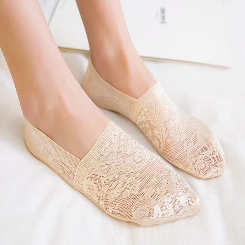 

Sock Woman 1 Pair Women Sock Short Solid Color Cotton Lace Thin Women's Boat Socks No Show Women Invisable High Quality
