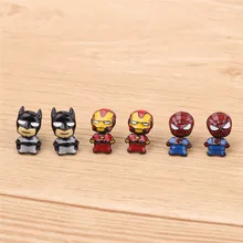 20 шт./лот с принтами "Marvel", "Мстители", 4 Железный человек, Человек-паук, Бэтмен, милые серьги-гвоздики Эмаль серьги для женщин, женские серьги
