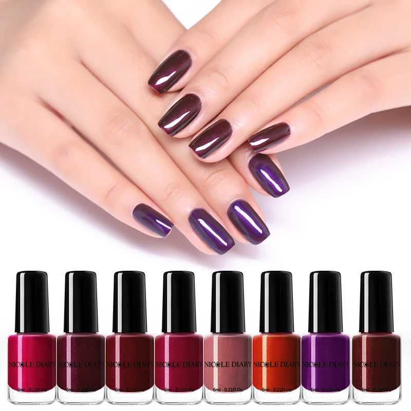 

NICOLE DIARY 6ml Dark Red Peel Off Nail Polish Shimmer Glitter Nail Varnish Water Based Nail Art Lacquer Salon Home Use