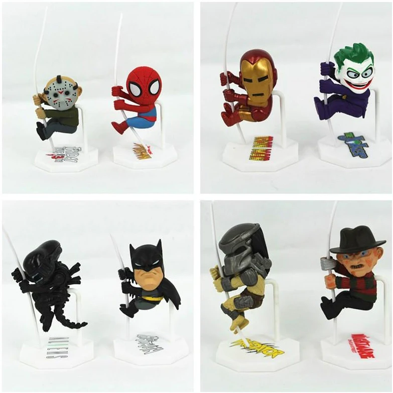 

New Arrival Classic Movie Role Superhero Batman Ironman Spiderman Alien Jason Freddy Joker Predator Cute Scalers Figure Toy