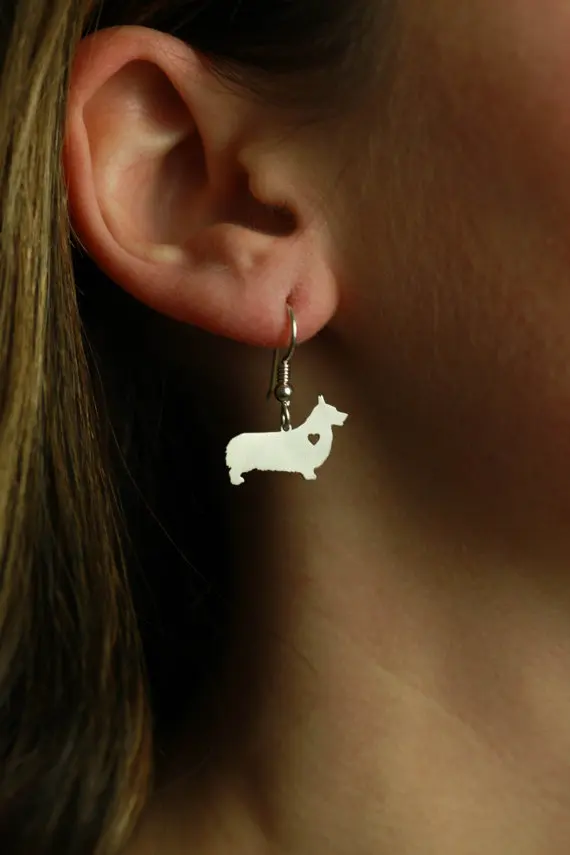 Минимальный 1 пара ювелирные изделия ручной работы корги Серьги собака шпильки серебро собака Талисманы мотаться Шарм Мемориал День матери подарок для Для женщин любителей