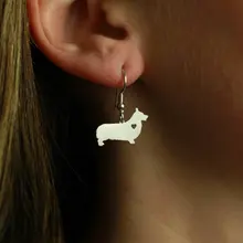 Минимальный 1 пара ювелирные изделия ручной работы корги Серьги собака шпильки серебро собака Талисманы мотаться Шарм Мемориал День матери подарок для Для женщин любителей