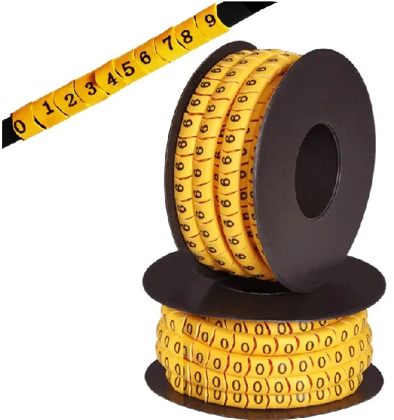 

10rolls/lot 10 Rolls/Lot 1.5/2.5/4/6/10mm Square Wire Cable Marker Cable Sleeve PVC Number 0-9