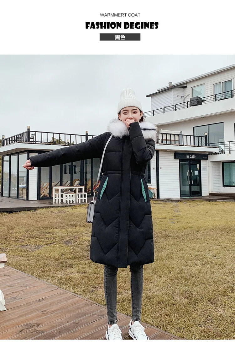 Парка женская chaqueta feminino большой воротник пуховик средней длины до колена куртка и Толстая куртка 922