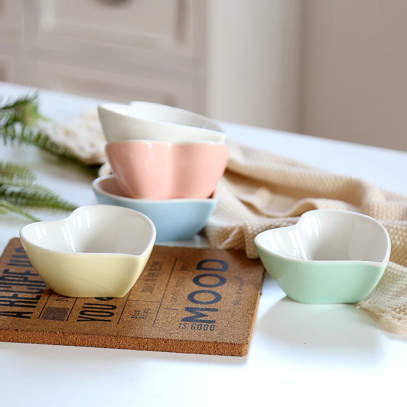 

Souffled Roasted Bowl Creative Ceramic Glaze Baking Heart-Shaped Bowl Dessert Pudding Bowl Q53