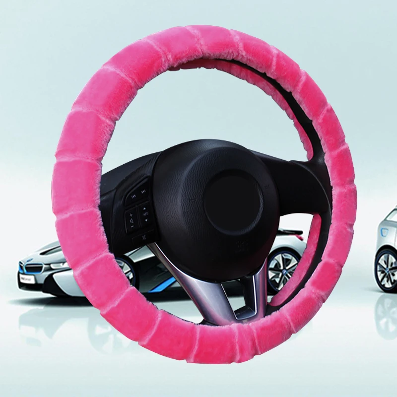 2017 New Arrivals Black Purple Red Girls Plush Car Steering Wheel Cover