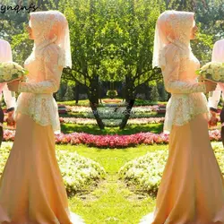 YNQNFS ED219 вечернее платье для мусульманских женщин хиджаб халат De Soiree Дубай абайя Турции с длинным рукавом Русалка Золотое платье 2019
