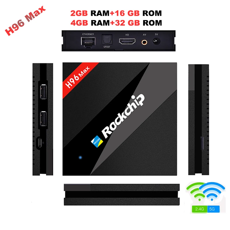 

H96 MAX Best Rockchip RK3399 Android 7.1 TV Box 4GB RAM 32GB ROM 6 Core 2.4/5Ghz Wifi H.265 Smart BT4.0 set top box Media player