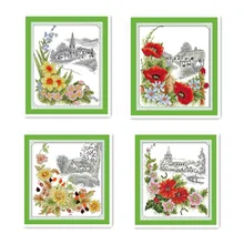 Всесезонные цветы, весенние цветы, Маки Qiuju, рождественские красные 11CT ручной работы, шитье, вышивка крестиком, вышивка