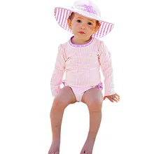 Дети Купальники для малышек fo обувь девочек Дети полиэстер одна деталь купальники костюм бикини пляж розовый горошек Полосатый купальник K0318