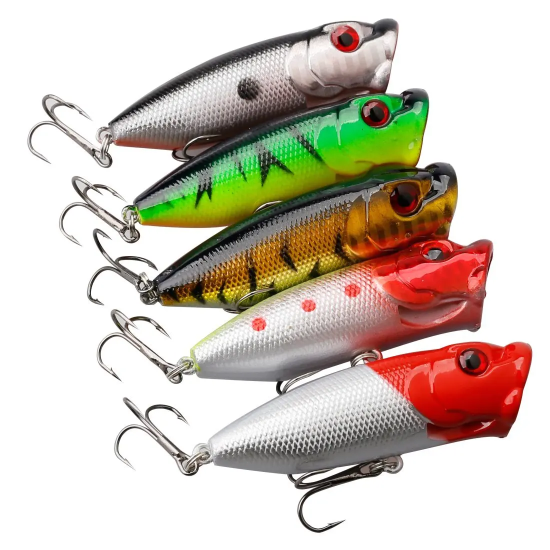 

5pcs 7cm 13g Popper Fishing Lure isca artificial fishing bait Crankbait Wobblers 6# high carbon steel hook Fishing Lures WQ203