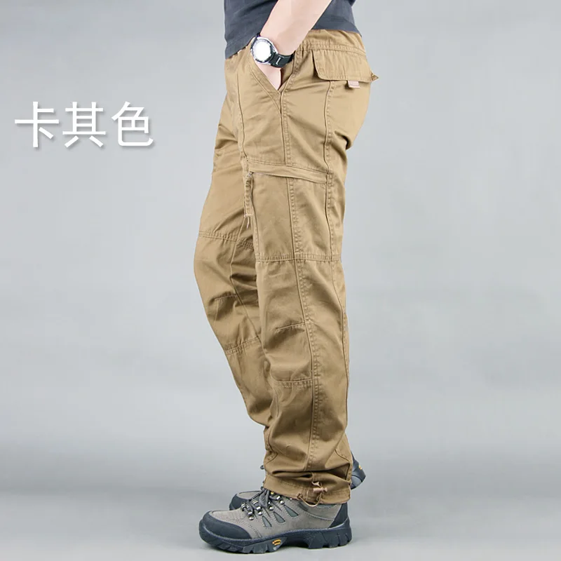 Мужские брюки-карго размера плюс, военные, тактические, хлопок, военные, большие карманы, украшение, повседневные, легко стираются, мужские осенние брюки 4XL