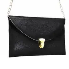 Искусственная кожа Crossbody сумки для Для женщин сумки на плечо клапаном конверт сумка женская сумка цепи Сумки черный, белый цвет Bolsos Mujer