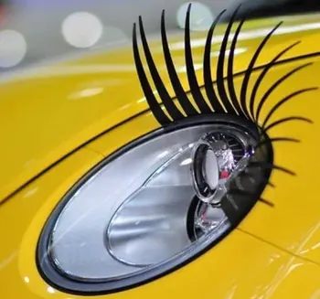 

3D Car Eyelashs/3D Charming Black False Eyelashes Fake Eye Lash Car Stickers Headlight Decoration Funny car Decal Free Shipping