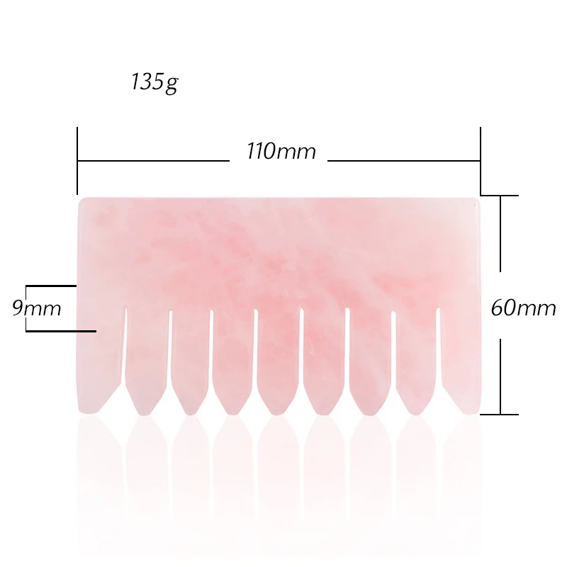 110 мм натуральный розовый кварц гребень гуаша инструмент волосы кисточки кожи головы массаж Кристалл Уход за волосами головы Acupuntura массажер