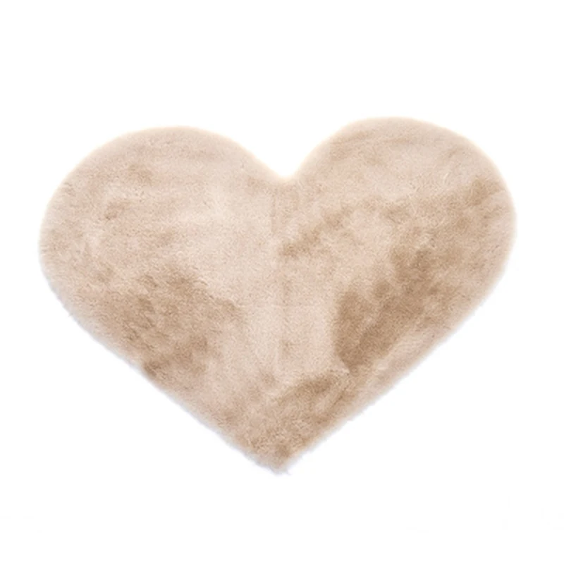 

Bedroom Warm Mat Rug Pad Carpet Home Kitchen 1pc Faux Fur Tiles Floor Soft Love Heart Shaped Household Decoration