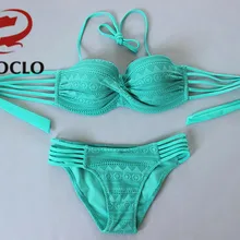 COOCLO, одноцветное на бретелях, бикини,, горячая Распродажа, с вырезами, купальник, сексуальный, для женщин, пуш-ап, купальник, бикини, набор, женский купальник