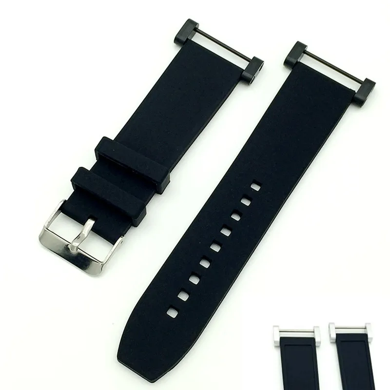 

T-AMQ 24mm Black Rubber and Silicone Military Watch Strap Band For Suunto Core Traverse Watchband+PVD Adapters+Screwdriver-17