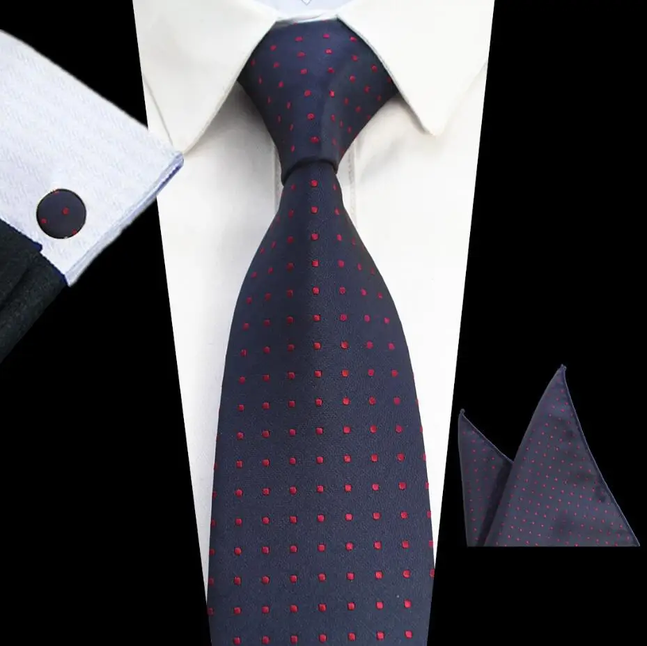 GUSLESON дизайн 8 см набор клетчатых полосатых галстуков жаккардовые тканые мужские галстуки Запонки набор мужских галстуков для свадебной вечеринки - Цвет: 05