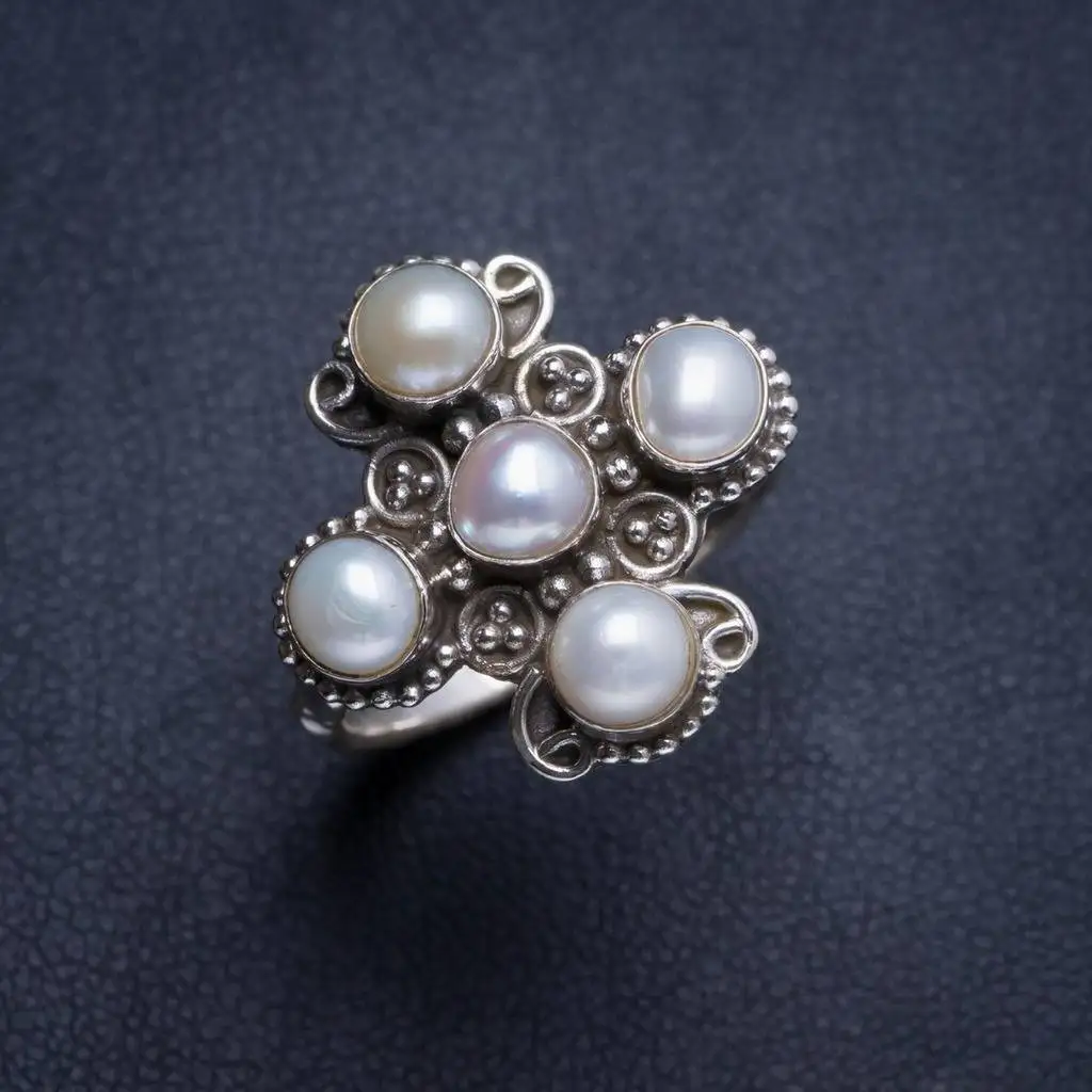 

Natural River Pearl Handmade Unique 925 Sterling Silver Ring 8.25 Y4648