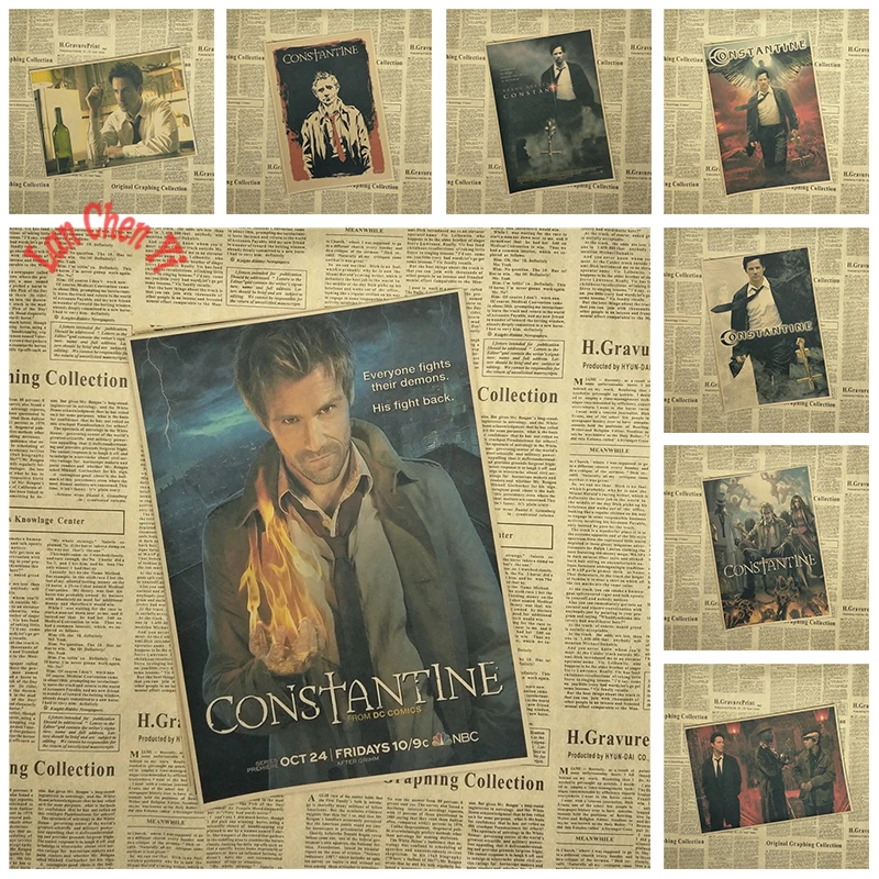 

Nostalgic Movie Kraft Paper Poster Constantine Office Bar High quality Drawing core Decorative Painting