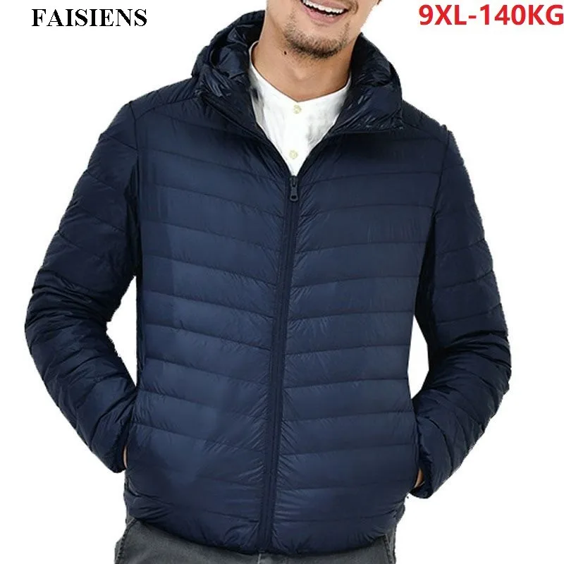

FAISIENS Autumn Men Down Parkas Large Size Loose Jackets Big Men 7XL 8XL 9XL Winter Jackets Men Warm Outwear Navy Blue Home Coat